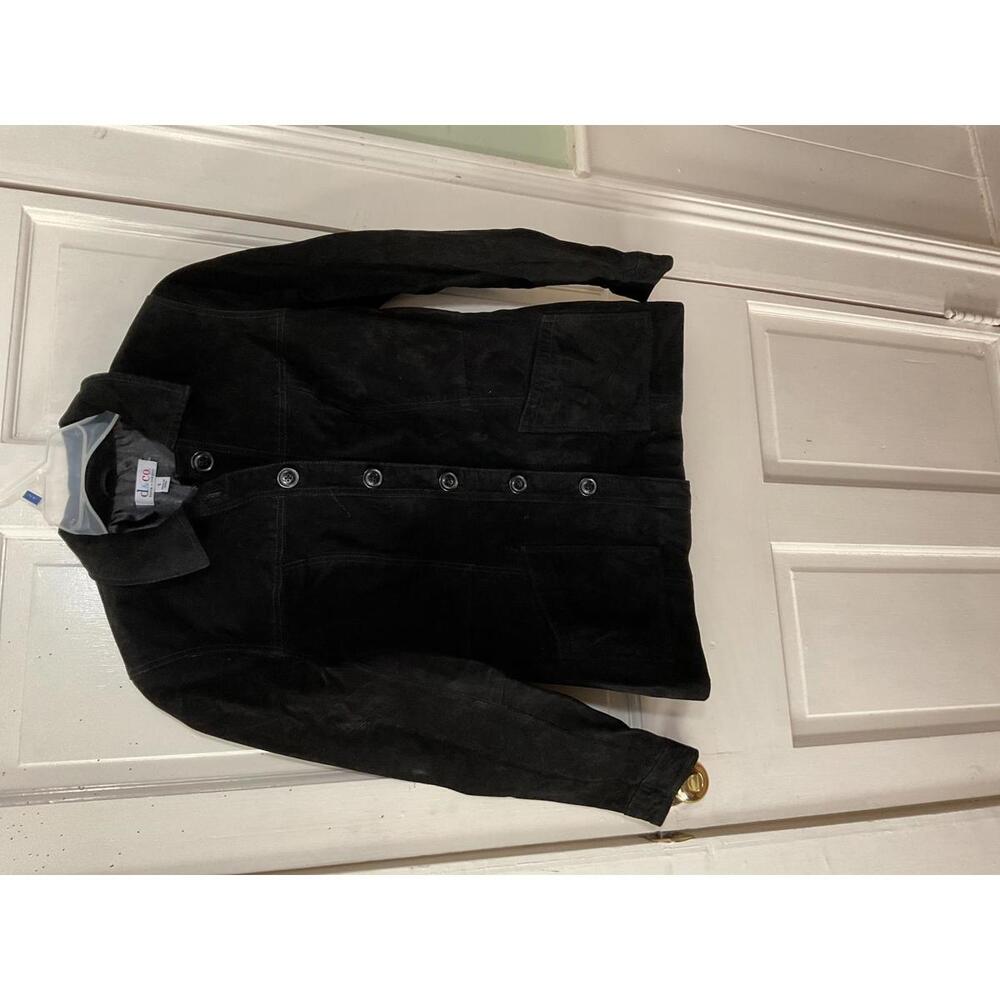 d&co black leather jacket size Small